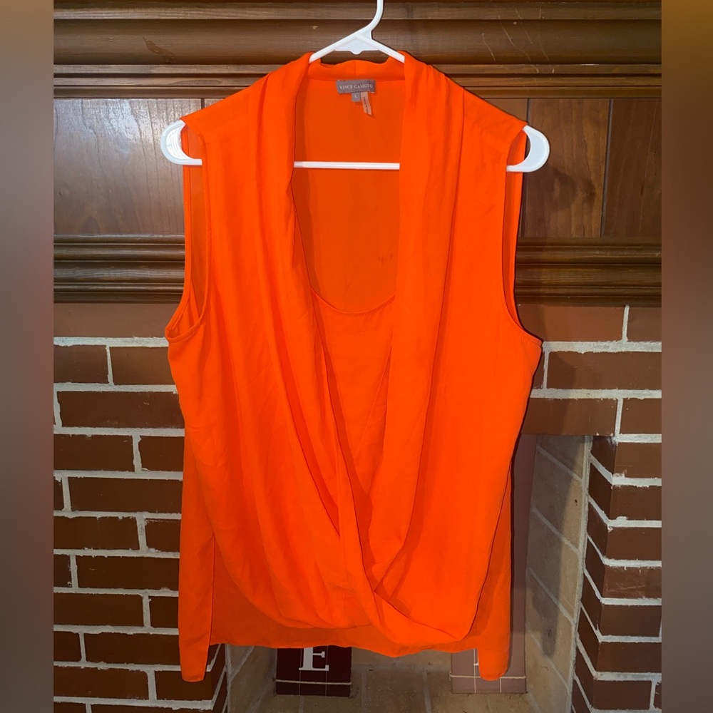 Orange Sleeveless Drape Top